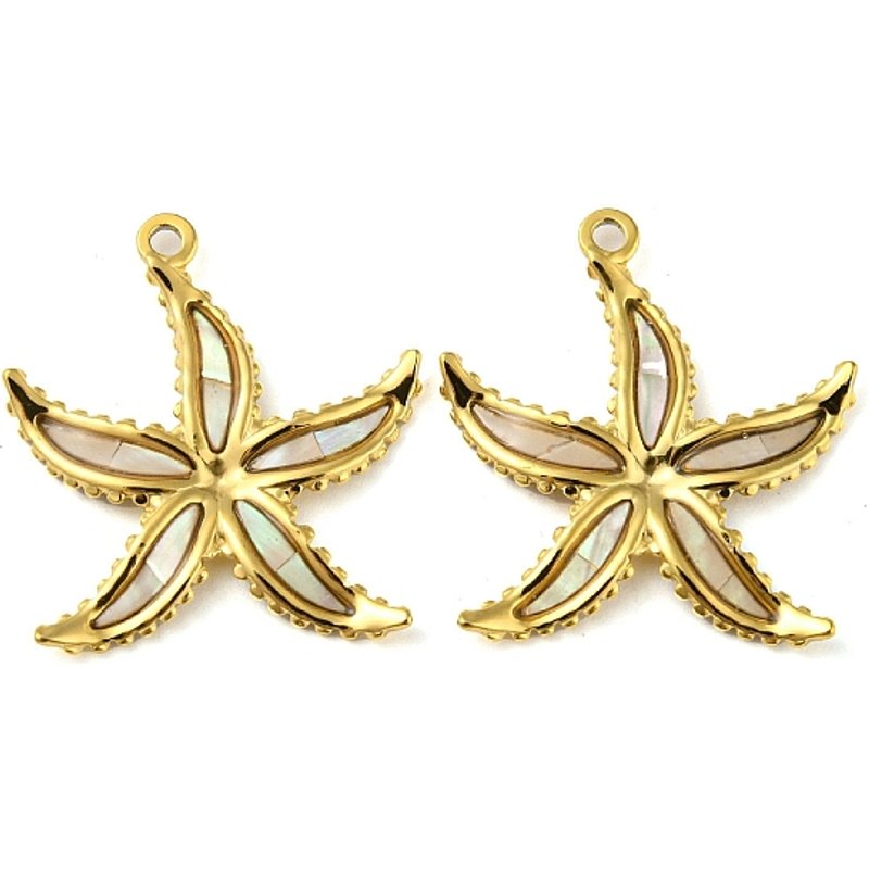 Natural Shell Starfish Charms with 18K Gold Plating — Charms & Pendants
