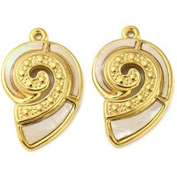 Natural Shell Conch Charms with 18K Gold Plating