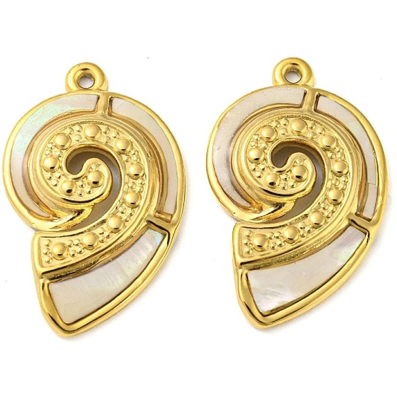 Natural Shell Conch Charms with 18K Gold Plating — Charms & Pendants