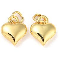 Rack Plating Heart Brass Pendant with Jump Ring, 18K Gold Plated — Charms & Pendants