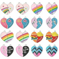 Friendship Theme Alloy Enamel Split Pendants - 8 Sets