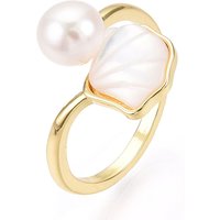 Natural Pearl Open Cuff Ring with 18K Gold Plating — Costume Jewelry