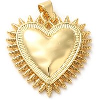 Pendentif en laiton en forme de cœur, plaqué or 18K, sans cadmium ni plomb — Breloques et pendentifs