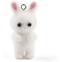 Flocking Resin Bunny Pendants with Platinum Plated Iron Loops