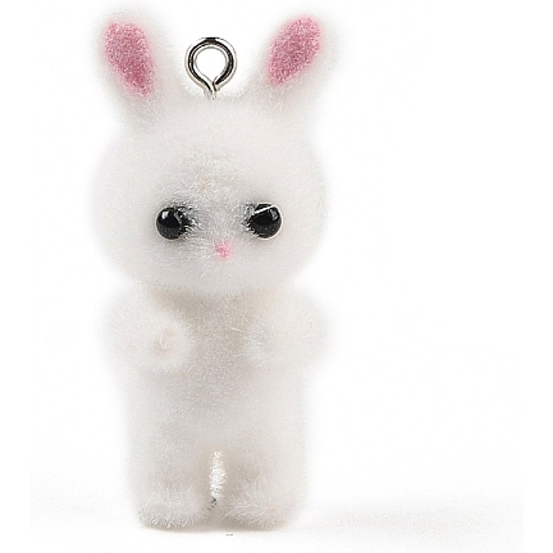 Pendentifs Lapin en Résine avec Boucles en Fer Plaqué Platine — Breloques et pendentifs