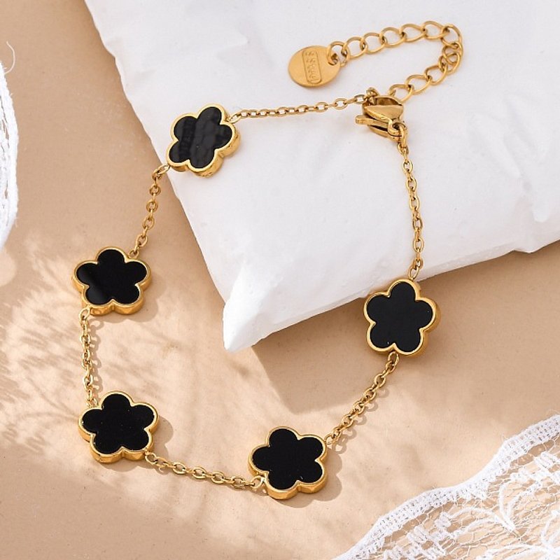 Bracelet Chaîne en Résine Fleur pour Femmes en Ton Doré — Bracelet Femme