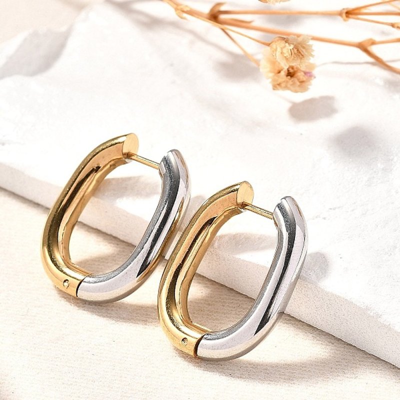 Rectangle Stainless Steel Hoop Earrings for Women - Gold Color — Hoop Earrings