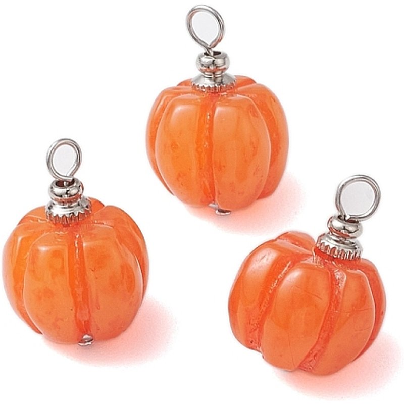 Opaque Resin Pumpkin Charms with Stainless Steel Loops — Charms & Pendants