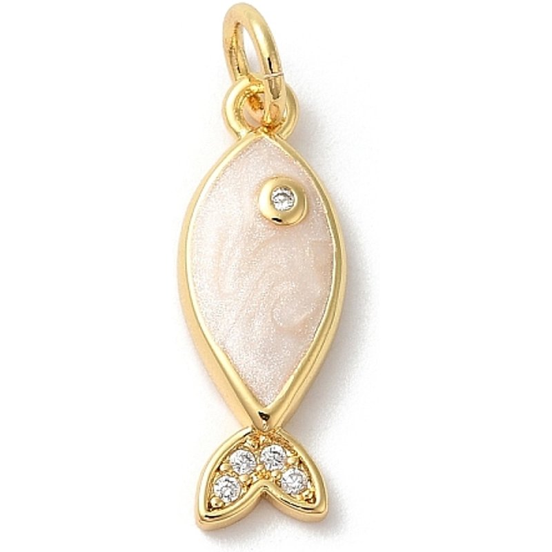 Pendentif Poisson Rack Plating avec Zirconia Cubique Clair et Émail — Breloques et pendentifs