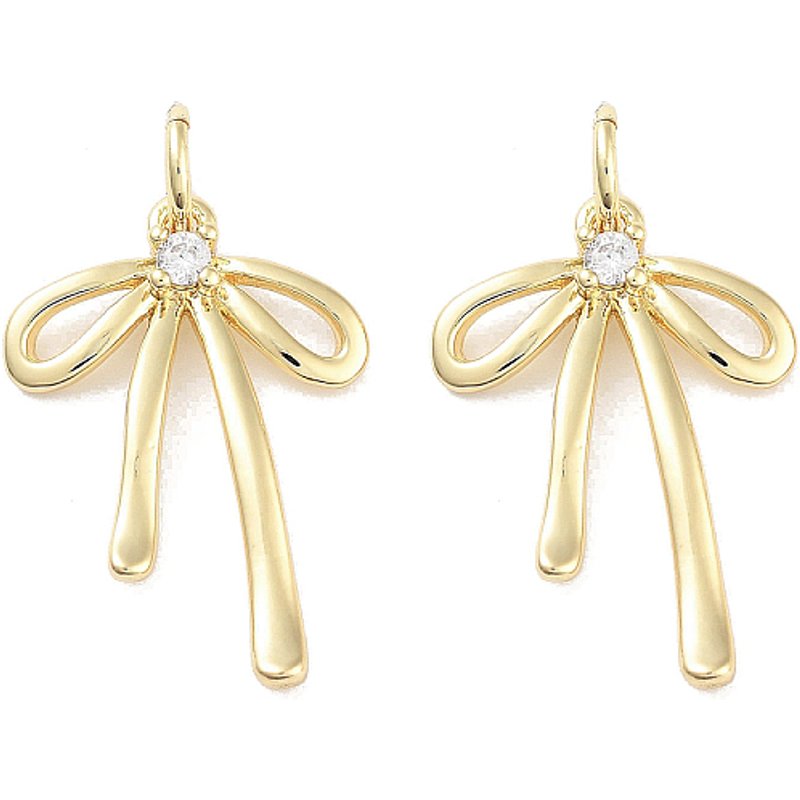Rack Plating Brass Clear Cubic Zirconia Bowknot Pendant with Jump Ring — Charms & Pendants