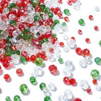 Perles en Verre Thématiques de Noël, Rondelle Facettée, 150G