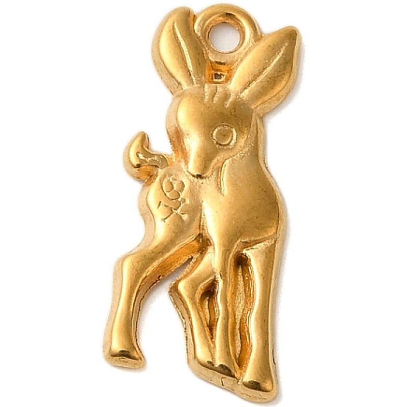 Charms Cerf Sika en Acier Inoxydable Plaqué Or 18K — Breloques et pendentifs