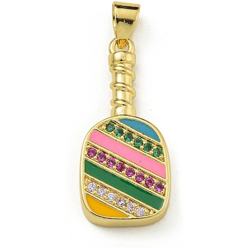 Charms de Pickleball en Zirconia Cubique Micro Pave de Rack Plating — Breloques et pendentifs