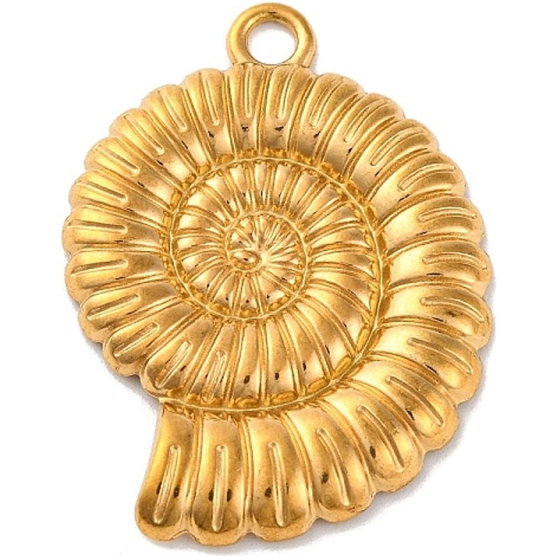 Pendentif Conch en Acier Inoxydable 304, Plaqué Or 18K, Thème Marin — Breloques et pendentifs
