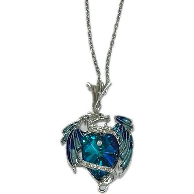 Collier Pendentif Dragon en Rhinestones Tenant un Coeur pour Femmes — Collier pendentif