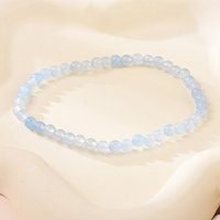 Bracelet en perles d'aquamarine teintées naturelles de 4 mm pour hommes