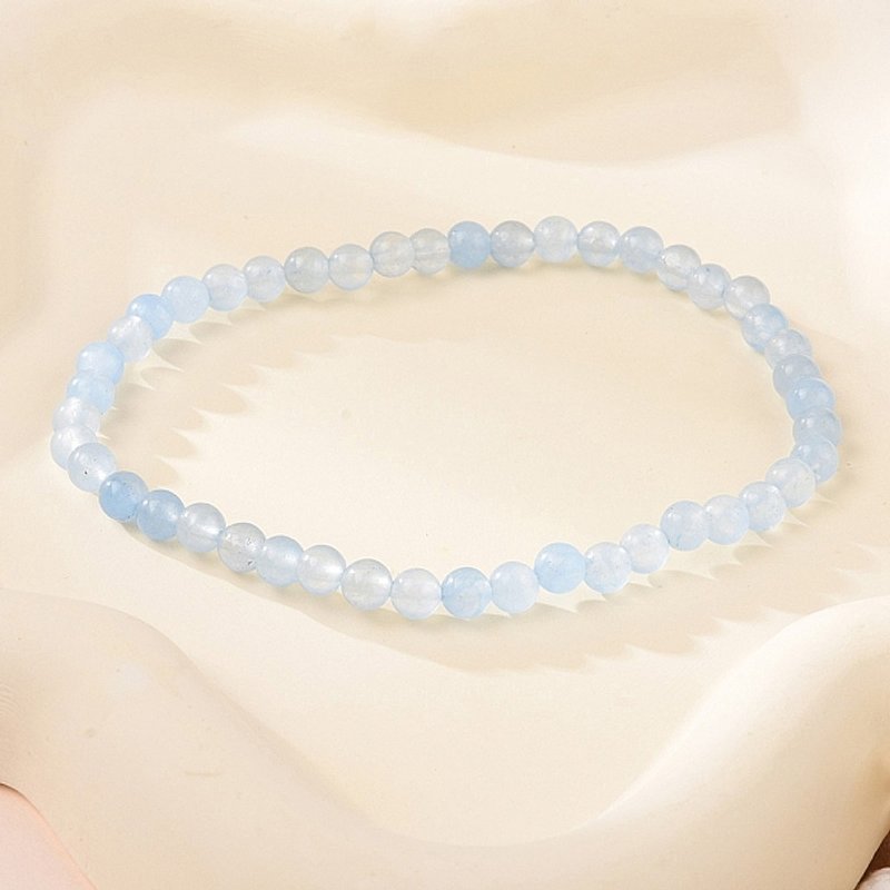 Bracelet en perles d'aquamarine teintées naturelles de 4 mm pour hommes — Bracelet Femme