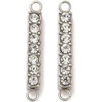 Charms de connecteur en cristal de rhinestone en acier inoxydable 304, liens rectangulaires