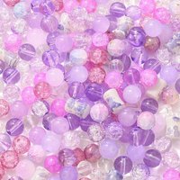 Perles en verre de style mixte, rondes, orchidée moyenne, 8-10mm