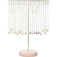 Support à colliers en fer avec base en bois, blanc antique — Rangement et présentation