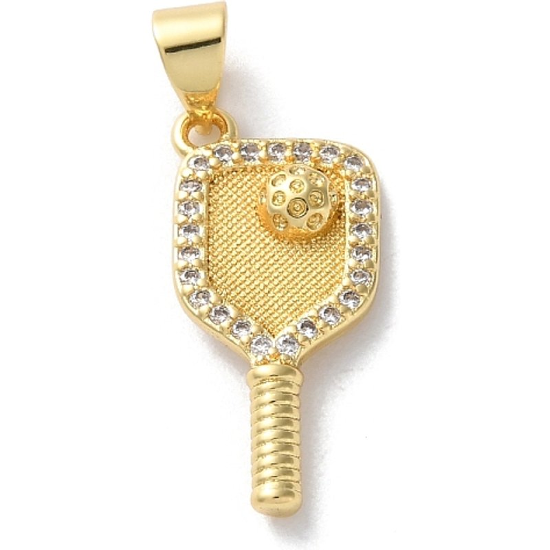Charms de Pickleball en Zirconia Cubique Micro Pave de Rack Plating — Breloques et pendentifs