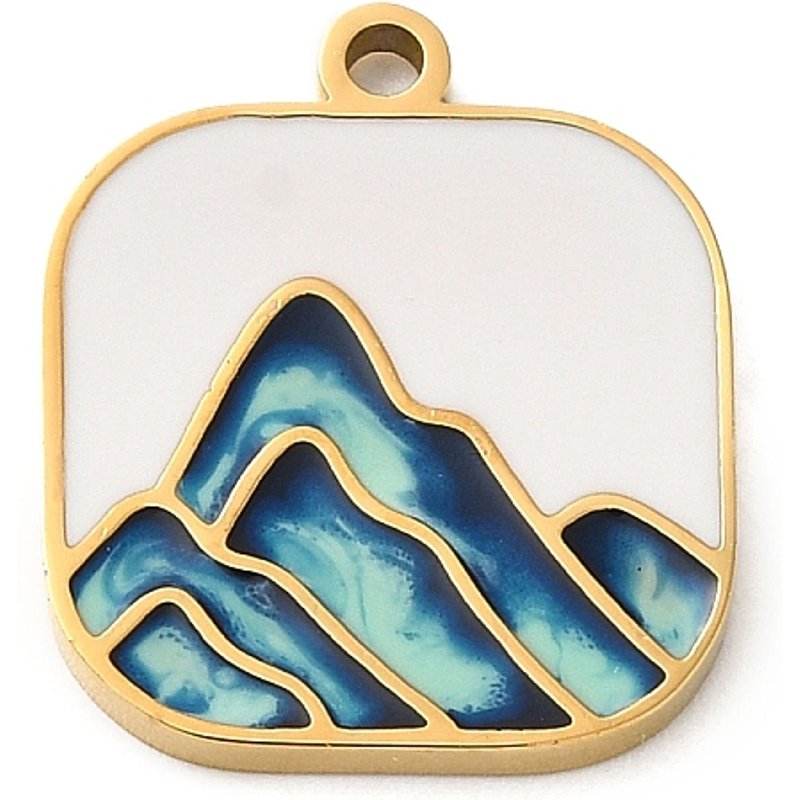Ion Plating 304 Stainless Steel Square Mountain Charm Pendant — Charms & Pendants