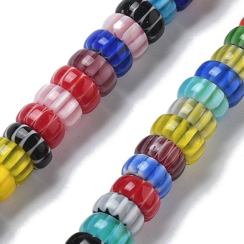 Brins de perles lampwork Millefiori faits main, couleurs mélangées, 102pcs — Perles à bijoux