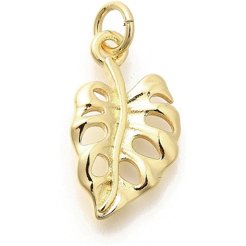 Brass Leaf Charms with Jump Ring, 18K Gold Plated — Charms & Pendants