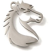 201 Stainless Steel Horse Charms, 17.5x15.5mm with 1.5mm Hole