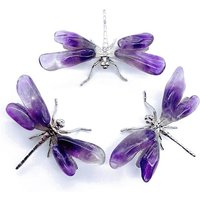 Figurines de Libellule en Améthyste Naturelle pour Décor de Bureau