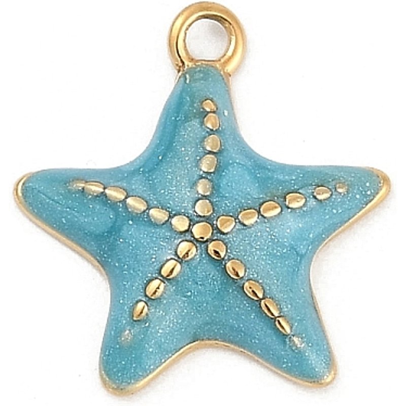 304 Stainless Steel Starfish Charms with 18K Gold Plating — Charms & Pendants