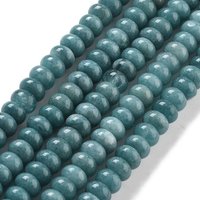Brins de Perles en Jadé Blanc Naturel, Teint, Rondelle, Turquoise Foncé — Perles à bijoux