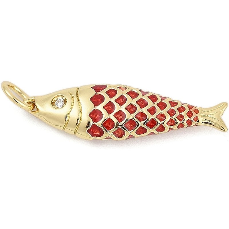 Charms de Poisson en Laiton avec Zircon Cubique, Sans Cadmium, Durable — Breloques et pendentifs