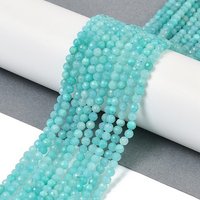 Brins de perles d'amazonite naturelle, rondes facettées, 4mm, 100pcs