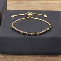 Bracelet Glissant en Zircon Cubique Micro Pave en Laiton pour Femmes, Plaqué Or 18K — Bracelet Femme