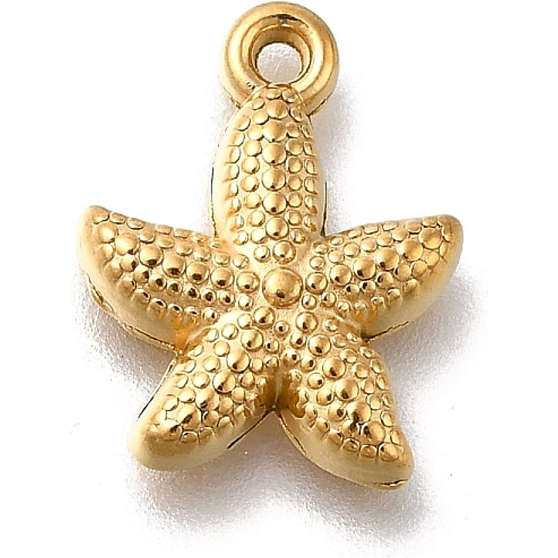 304 Stainless Steel Starfish Charm Pendant, 18K Gold Plated — Charms & Pendants