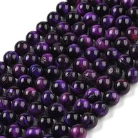 Fils de perles en œil de tigre violet naturel de grade B, 8 mm, 47 pcs — Perles à bijoux