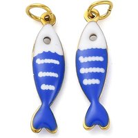 Pendentif en acier inoxydable 304 émaillé en forme de poisson avec anneau — Breloques et pendentifs