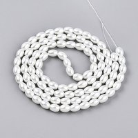 Brins de Perles en Verre Émaillées, Blanc Crème, Forme de Riz — Perles à bijoux