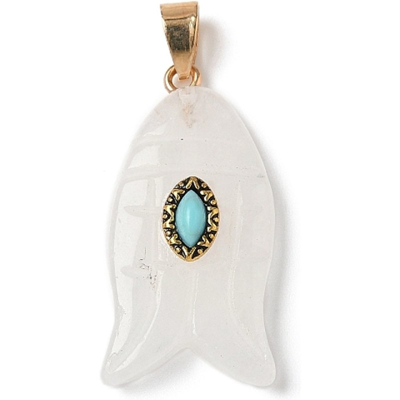 Charms de Poisson en Quartz Naturel et Turquoise Synthétique — Breloques et pendentifs