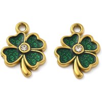 Pendentif Trèfle en Acier Inoxydable avec Plaquage en Or 18K