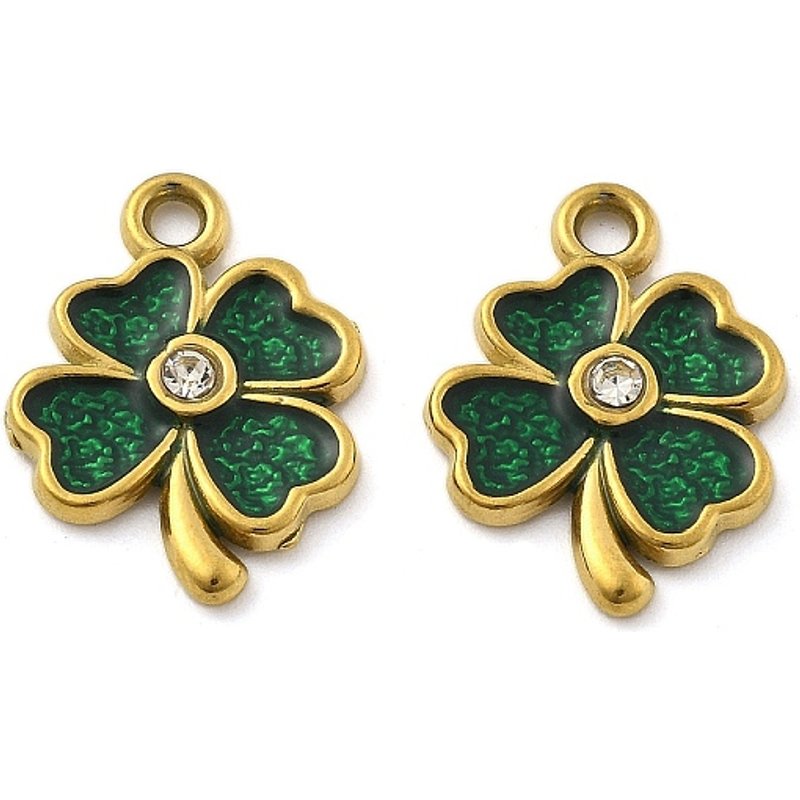 Pendentif Trèfle en Acier Inoxydable avec Plaquage en Or 18K — Breloques et pendentifs