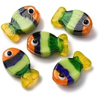 Handmade Lampwork Fish Beads, Light Green, 20-21x12-13x7.5-9.5mm — Jewelry Beads