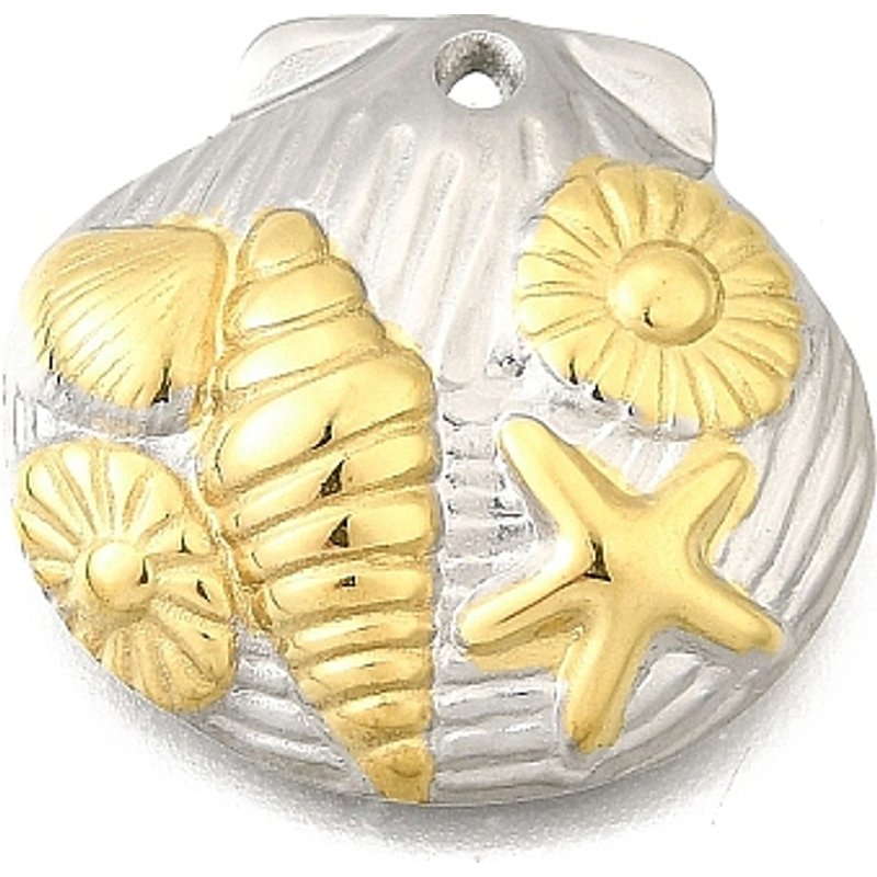 Pendentif en Acier Inoxydable 304 avec Charme Étoile de Mer & Conque — Breloques et pendentifs