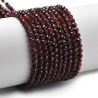 Brins de perles de grenat naturel, ronds facettés, 3mm, trou de 0.8mm — Perles à bijoux