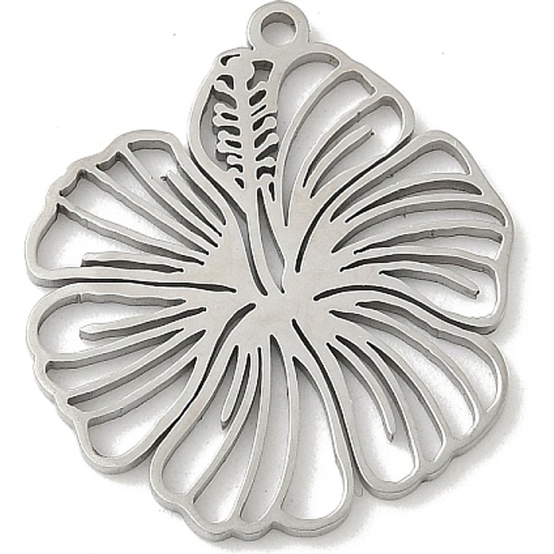 Pendentif en Acier Inoxydable 304, Charm Fleur, Découpe Laser, Anti-Tarnish — Breloques et pendentifs