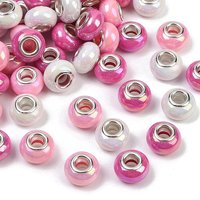 Opaque Resin European Rondelle Beads with Silver Plated Cores — Jewelry Beads