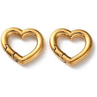 Attaches à ressort en acier inoxydable 304, cœur, plaqué or 18K — Accessoires pour bijoux