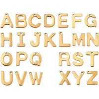 Charm en Acier Inoxydable 304, Lettres A-Z, Plaqué Or 18K