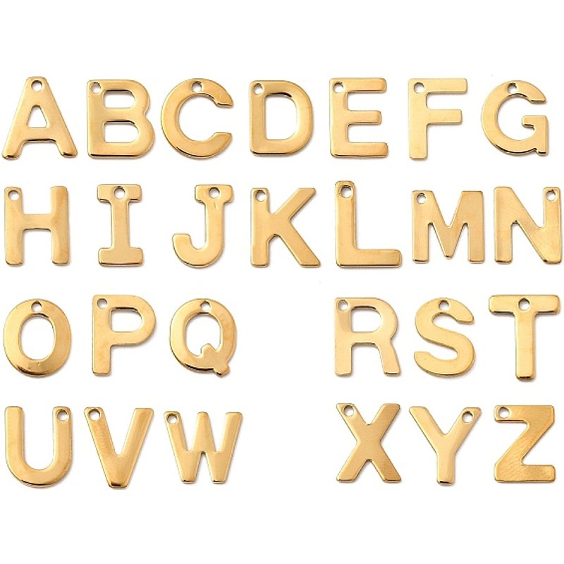 Charm en Acier Inoxydable 304, Lettres A-Z, Plaqué Or 18K — Breloques et pendentifs